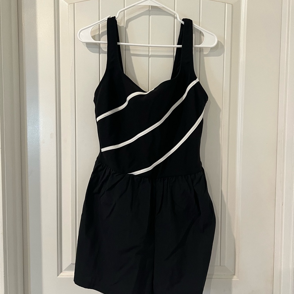 Longitude Black and White Swim Romper Size 14
